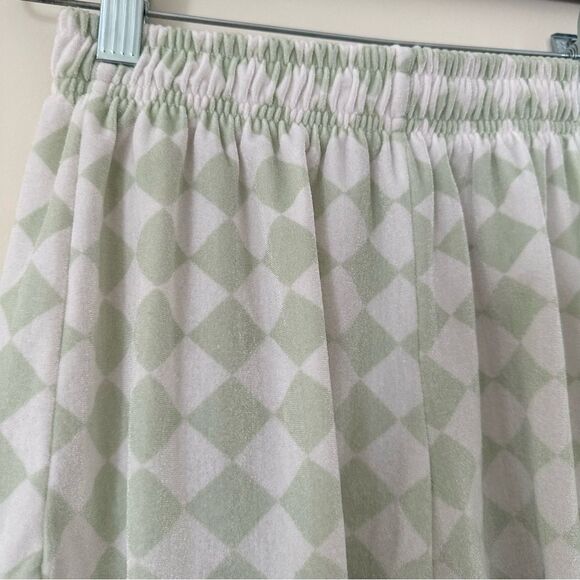 Frankies Bikinis Sage green and white checkered collared coco velvet shorts - Picture 7 of 9